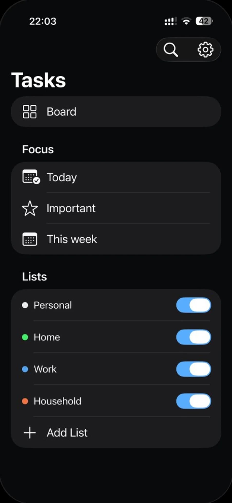 Glance Tasks op een iPhone: vandaag-weergave